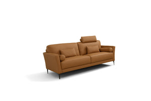 Tussio Contemporary Sofa with 5 Pillows Saddle Tan Leather(#S09.9038) LV00943-ACME