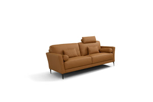 Tussio Contemporary Loveseat with 5 Pillows Saddle Tan Leather(#S09.9038) LV00944-ACME