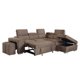 Acoose Contemporary Sleeper Sectional Sofa with 2 Pullout Stools  LV01025-ACME