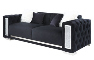 Trislar Contemporary/Casual Sofa with 4 Pillows Black Velvet LV01397-ACME