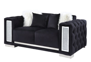 Trislar Contemporary/Casual Loveseat with 4 Pillows Black Velvet LV01398-ACME