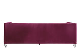 Heibero Contemporary Sofa with 2 Pillows Burgundy Velvet(#) LV01400-ACME