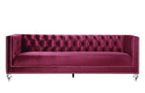 Heibero Contemporary Sofa with 2 Pillows Burgundy Velvet(#) LV01400-ACME