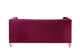 Heibero Contemporary Loveseat with 2 Pillows Burgundy Velvet(#) LV01401-ACME