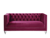 Heibero Contemporary Loveseat with 2 Pillows Burgundy Velvet(#) LV01401-ACME