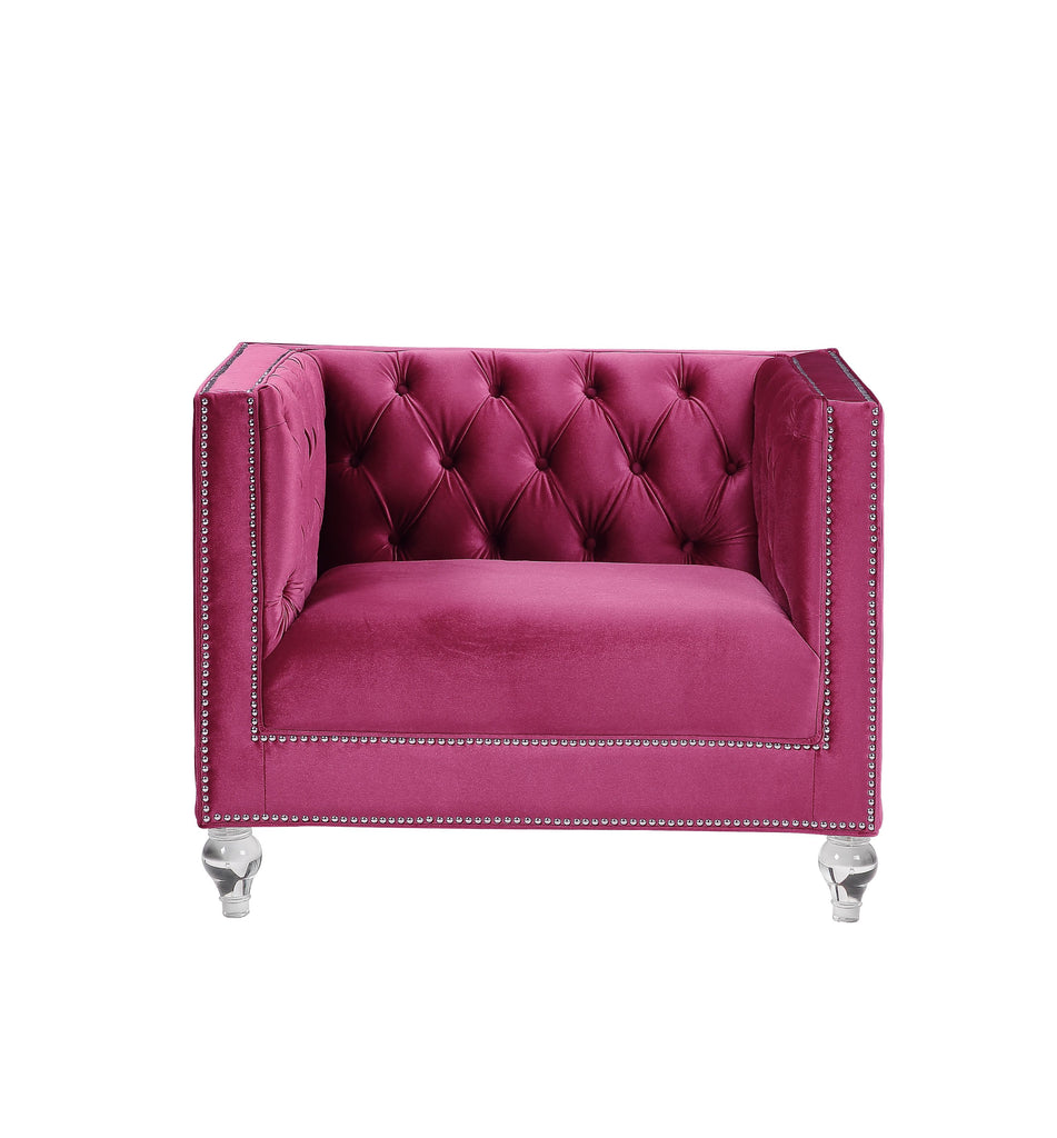 Heibero Contemporary Chair Burgundy Velvet(#) LV01402-ACME