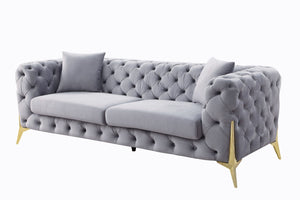 Jelanea Contemporary Sofa with 2 Pillows Gray Velvet(#) LV01406-ACME