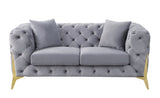 Jelanea Contemporary Loveseat with 2 Pillows Gray Velvet(#) LV01407-ACME