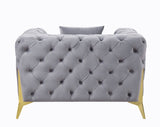 Jelanea Contemporary Chair with Pillow Gray Velvet(#) LV01408-ACME