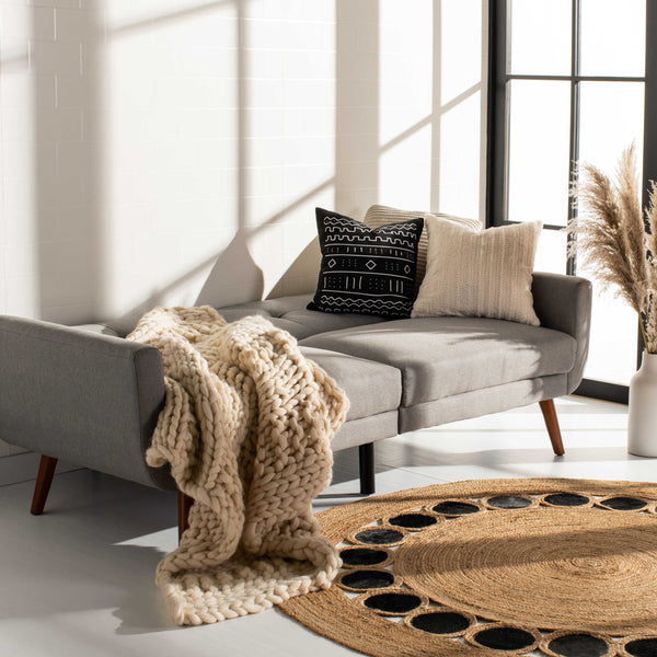 Bushwick Foldable Futon Bed - Stylish Retro Design with Wood Legs, Tufted Upholstery & Comfort Foam