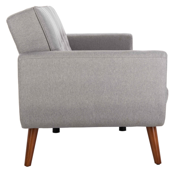 Bushwick Foldable Futon Bed - Stylish Retro Design with Wood Legs, Tufted Upholstery & Comfort Foam