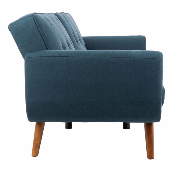 Bushwick Foldable Futon Bed - Stylish Retro Design with Wood Legs, Tufted Upholstery & Comfort Foam