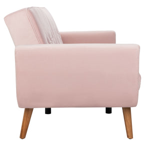 Bushwick Foldable Futon Bed - Stylish Retro Design with Wood Legs, Tufted Upholstery & Comfort Foam