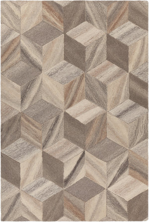 Chandra Rugs Lyril 100% Wool Hand-Tufted Contemporary Rug Grey/Brown/Natural 9' x 13'