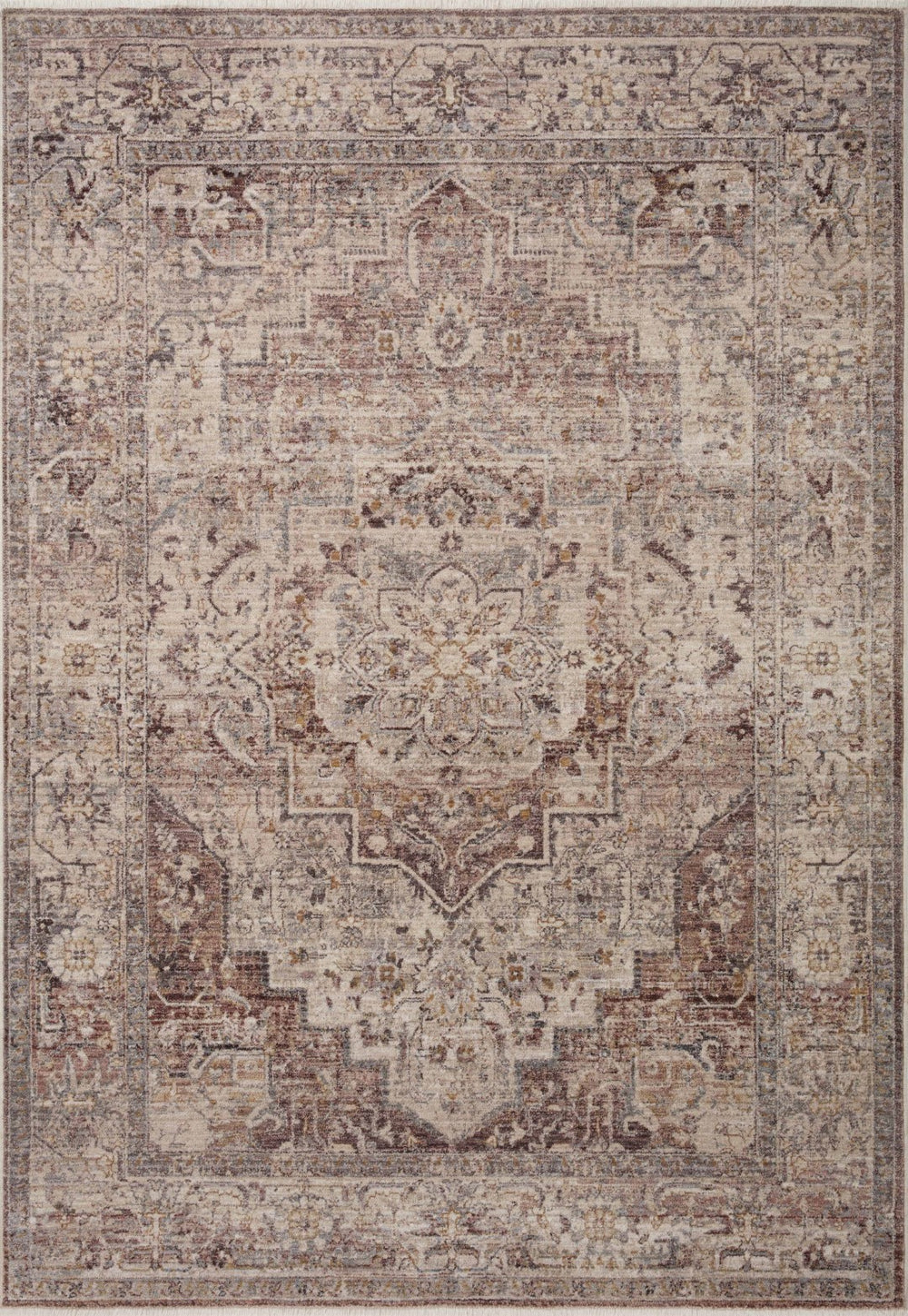 Loloi Loloi Lyra LYR-06 Traditional Power Loomed Rug Berry / Stone 11'-6" x 15'-7"