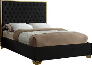 Lana Velvet / Engineered Wood / Foam Contemporary Black Velvet Full Bed - 59" W x 81.5" D x 58.5" H