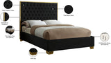 Lana Velvet / Engineered Wood / Foam Contemporary Black Velvet King Bed - 80.5" W x 86" D x 58.5" H