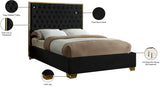 Lana Velvet / Engineered Wood / Foam Contemporary Black Velvet Queen Bed - 65" W x 86" D x 58.5" H