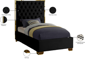 Lana Velvet / Engineered Wood / Foam Contemporary Black Velvet Twin Bed - 44" W x 81.5" D x 58.5" H