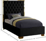 Lana Velvet / Engineered Wood / Foam Contemporary Black Velvet Twin Bed - 44" W x 81.5" D x 58.5" H