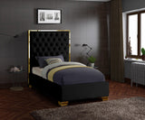 Lana Velvet / Engineered Wood / Foam Contemporary Black Velvet Twin Bed - 44" W x 81.5" D x 58.5" H