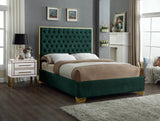 Lana Velvet / Engineered Wood / Foam Contemporary Green Velvet Full Bed - 59" W x 81.5" D x 58.5" H