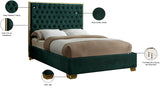 Lana Velvet / Engineered Wood / Foam Contemporary Green Velvet Queen Bed - 65" W x 86" D x 58.5" H