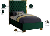 Lana Velvet / Engineered Wood / Foam Contemporary Green Velvet Twin Bed - 44" W x 81.5" D x 58.5" H