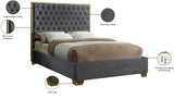 Lana Velvet / Engineered Wood / Foam Contemporary Grey Velvet Queen Bed - 65" W x 86" D x 58.5" H