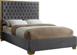 Lana Velvet / Engineered Wood / Foam Contemporary Grey Velvet Queen Bed - 65" W x 86" D x 58.5" H