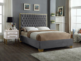 Lana Velvet / Engineered Wood / Foam Contemporary Grey Velvet Queen Bed - 65" W x 86" D x 58.5" H