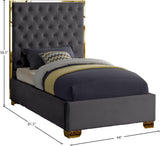 Lana Velvet / Engineered Wood / Foam Contemporary Grey Velvet Twin Bed - 44" W x 81.5" D x 58.5" H