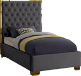 Lana Velvet / Engineered Wood / Foam Contemporary Grey Velvet Twin Bed - 44" W x 81.5" D x 58.5" H