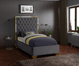 Lana Velvet / Engineered Wood / Foam Contemporary Grey Velvet Twin Bed - 44" W x 81.5" D x 58.5" H