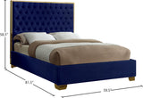 Lana Velvet / Engineered Wood / Foam Contemporary Navy Velvet Full Bed - 59" W x 81.5" D x 58.5" H