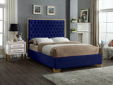 Lana Velvet / Engineered Wood / Foam Contemporary Navy Velvet Full Bed - 59" W x 81.5" D x 58.5" H