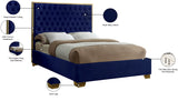 Lana Velvet / Engineered Wood / Foam Contemporary Navy Velvet King Bed - 80.5" W x 86" D x 58.5" H