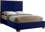 Lana Velvet / Engineered Wood / Foam Contemporary Navy Velvet King Bed - 80.5" W x 86" D x 58.5" H