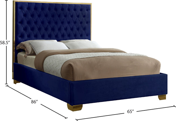 Lana Velvet / Engineered Wood / Foam Contemporary Navy Velvet Queen Bed - 65" W x 86" D x 58.5" H