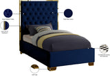 Lana Velvet / Engineered Wood / Foam Contemporary Navy Velvet Twin Bed - 44" W x 81.5" D x 58.5" H