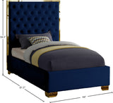 Lana Velvet / Engineered Wood / Foam Contemporary Navy Velvet Twin Bed - 44" W x 81.5" D x 58.5" H