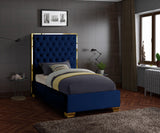 Lana Velvet / Engineered Wood / Foam Contemporary Navy Velvet Twin Bed - 44" W x 81.5" D x 58.5" H