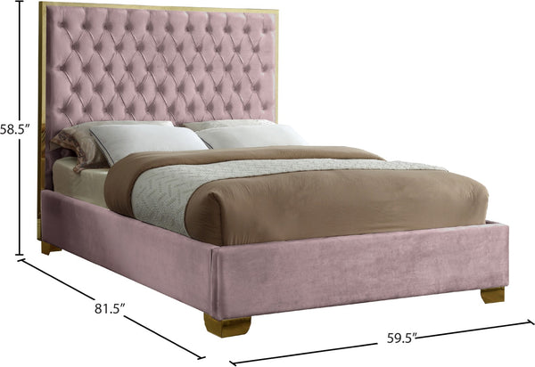 Lana Velvet / Engineered Wood / Foam Contemporary Pink Velvet Full Bed - 59" W x 81.5" D x 58.5" H