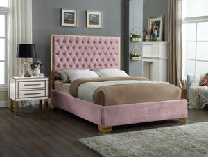 Lana Velvet / Engineered Wood / Foam Contemporary Pink Velvet Full Bed - 59" W x 81.5" D x 58.5" H
