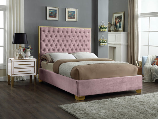 Lana Velvet / Engineered Wood / Foam Contemporary Pink Velvet Full Bed - 59" W x 81.5" D x 58.5" H