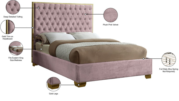 Lana Velvet / Engineered Wood / Foam Contemporary Pink Velvet King Bed - 80.5" W x 86" D x 58.5" H