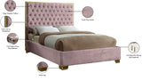 Lana Velvet / Engineered Wood / Foam Contemporary Pink Velvet King Bed - 80.5" W x 86" D x 58.5" H