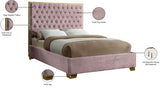 Lana Velvet / Engineered Wood / Foam Contemporary Pink Velvet Queen Bed - 65" W x 86" D x 58.5" H