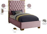 Lana Velvet / Engineered Wood / Foam Contemporary Pink Velvet Twin Bed - 44" W x 81.5" D x 58.5" H