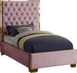 Lana Velvet / Engineered Wood / Foam Contemporary Pink Velvet Twin Bed - 44" W x 81.5" D x 58.5" H